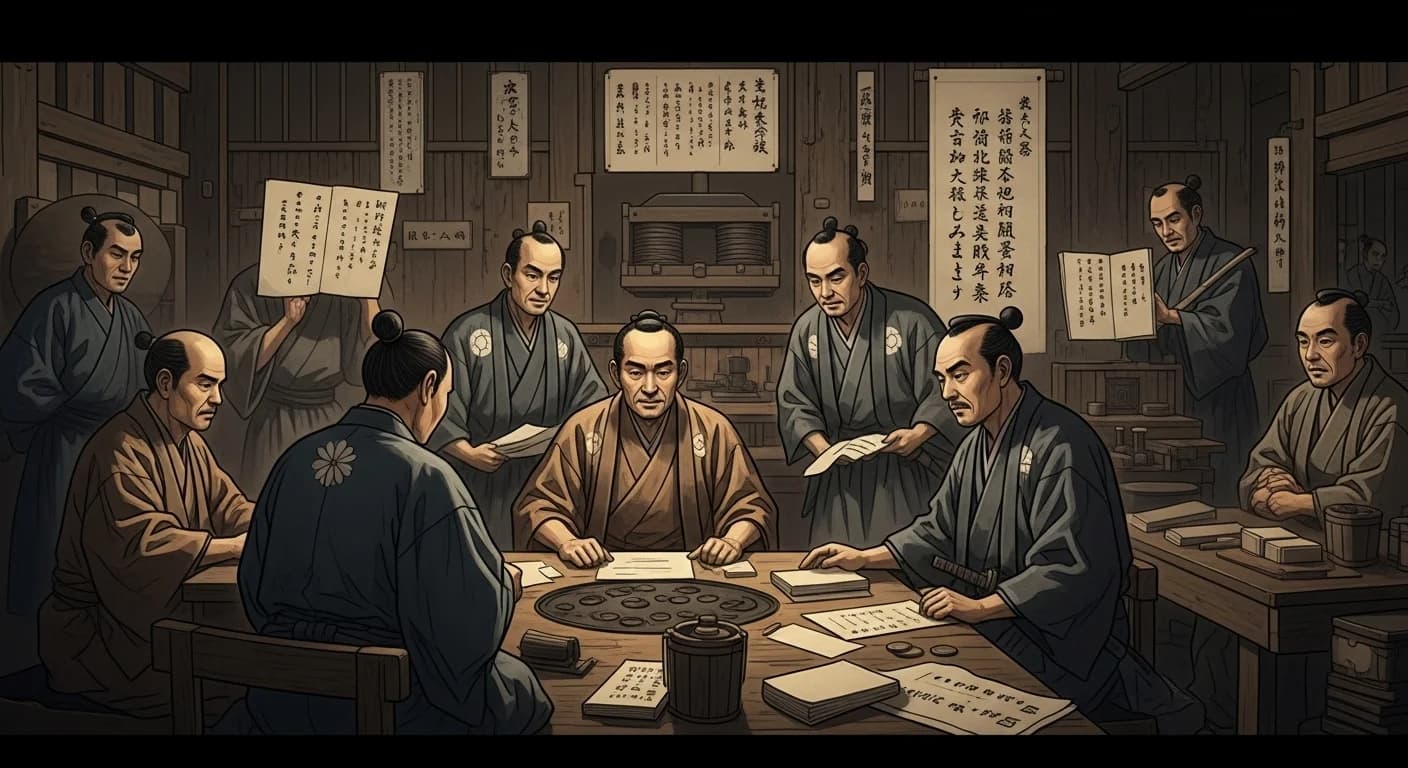 富本銭にまつわる歴史的場面（第1章）