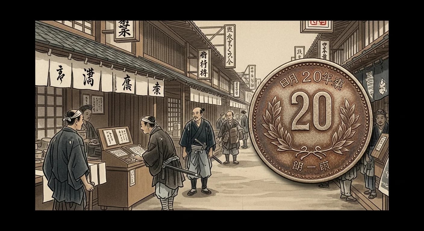 明治20円金貨（新）にまつわる歴史的場面（第3章）