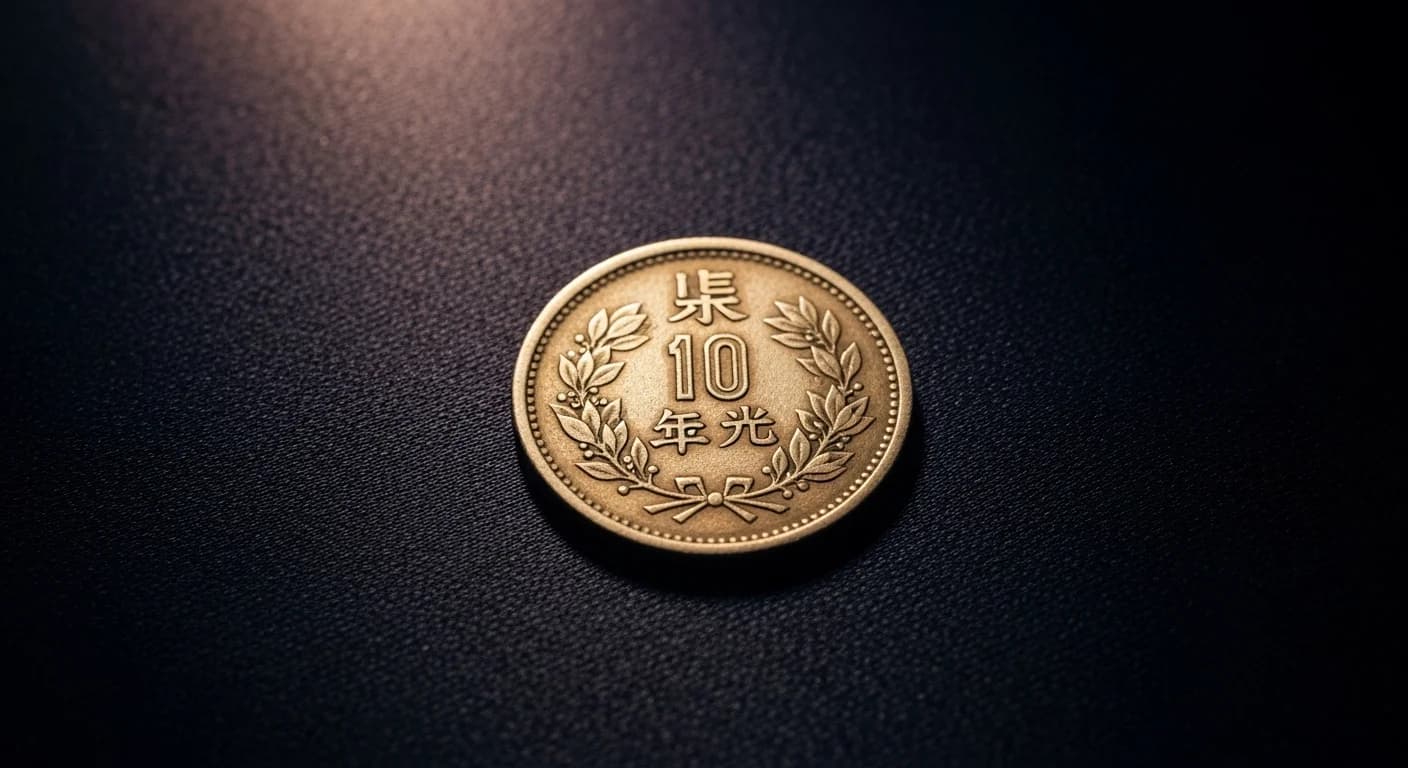 戦時10銭アルミ貨の表裏。旭日と桐の紋章が鮮明に描かれている。