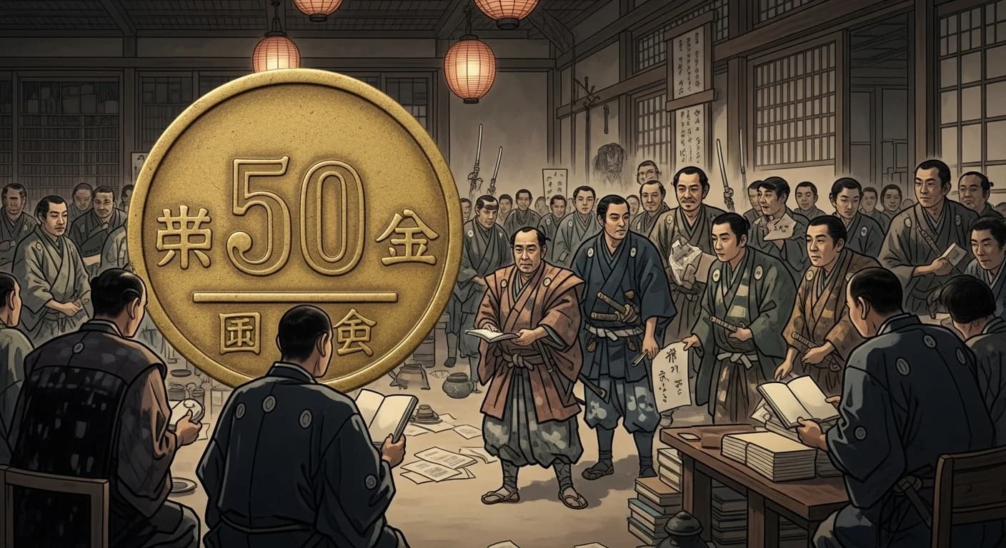 戦時50銭黄銅貨にまつわる歴史的場面（第4章）