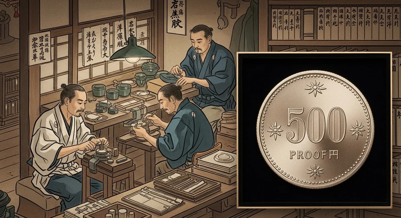 天皇在位60周年500円にまつわる歴史的場面（第2章）
