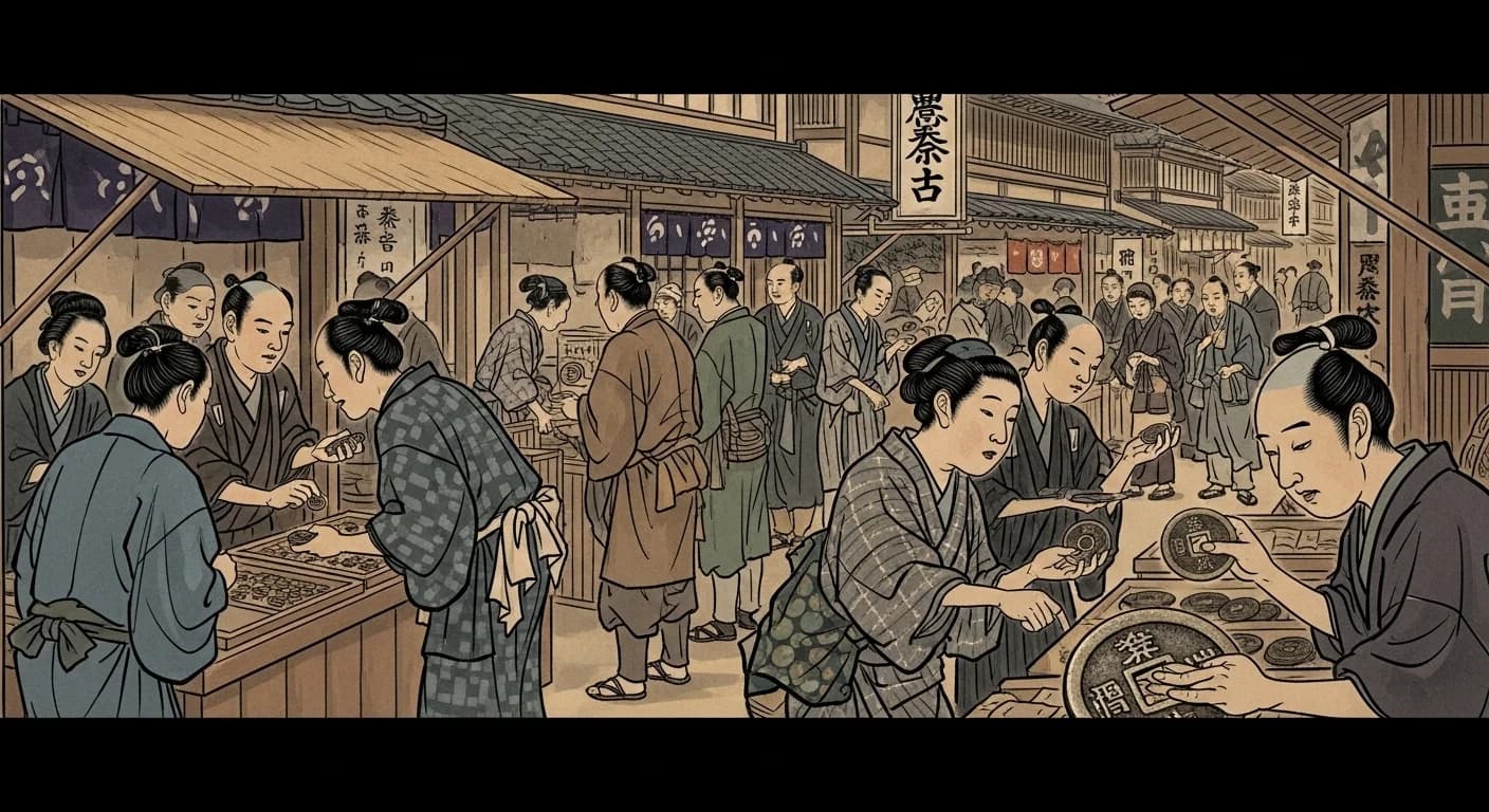 宋銭を用いた取引の様子